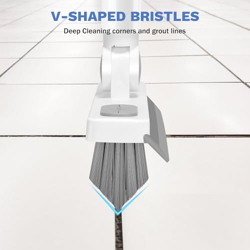 SetSail V-Shaped Grout Brush & Scrub Brush, V-Shaped Floor Scrub Brush Swivel Grout Brush Stiff Bristle Grout Scrubber for Bathroom, Kitchen, Wall, Deck, Garage, 2 Packs