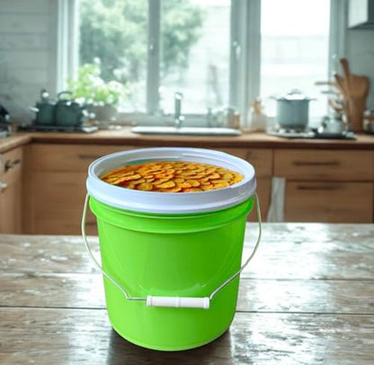House Naturals 2 Gallon Food Grade - BPA Free Made in USA Buckets Lime Color pails with Screw On Gasket Lids (1, Lime - White lids) - color: Lime - White Lids
