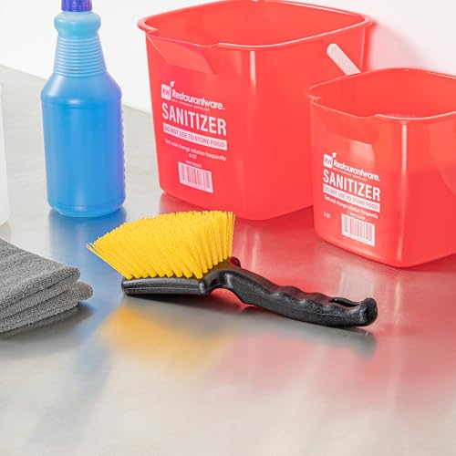 Restaurantware-Clean Tek Professional 10.24 Inch Utility Brush, 1 Heavy-Duty Scrub Brush - Plastic Bristles, Ergonomic Handle, Black Plastic Cleaning Scrub, Ideal for Indoor and Outdoor Cleaning - size: 10 1/4"
