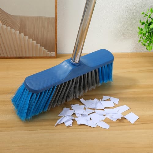 Soft Bristle Broom Head Replacement, Dark Blue Threaded Broom Refills for Household Floor Cleaning, Compatible Indoor and Outdoor Sweeping Accessory