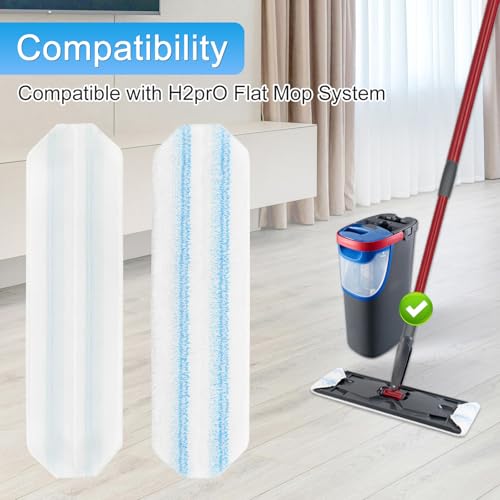 6 Pack Microfiber Replacement Mop Pads for O-Cedar H2prO Flat Mop System, Washable and Reusable Mop Pad Refills for O Cedar H2pro Flat Mop, Flat Mop Replace Heads for Wet Dry Floor Deep Clean - size: Flat mop pad-6pack