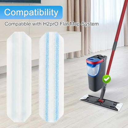6 Pack Microfiber Replacement Mop Pads for O-Cedar H2prO Flat Mop System, Washable and Reusable Mop Pad Refills for O Cedar H2pro Flat Mop, Flat Mop Replace Heads for Wet Dry Floor Deep Clean - size: Flat mop pad-6pack