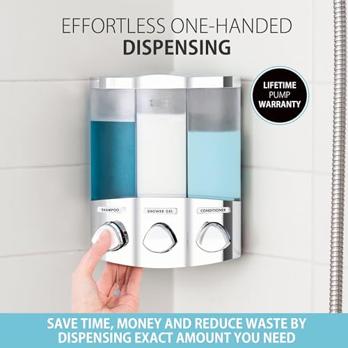 Better Living Products 76344-1 Euro Series TRIO 3-Chamber Soap and Shower Dispenser, Chrome - size: 3-Chamber