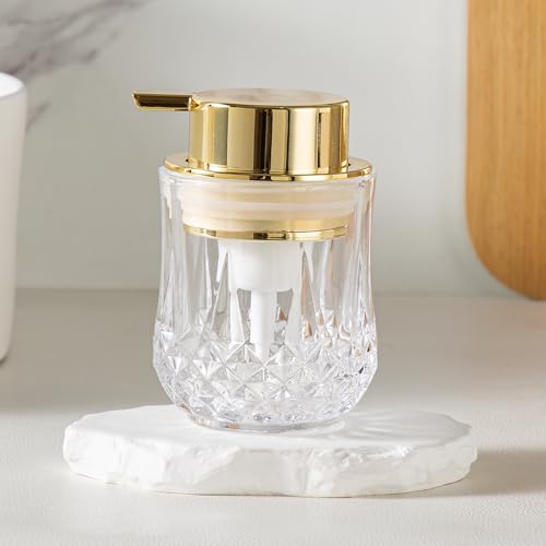 Foaming Soap Dispenser, Bathroom Hand Foam Soap Dispensers for Gold Pump,Glass Refillable Dish Soap Dispenser,Modern Home Soap Dispenser for Bathroom,Kitchen(Clear/Gold Poam Pump) - color: Gold Pump-foam