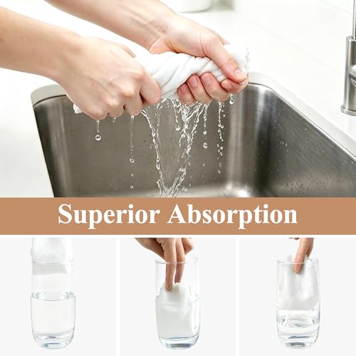 30 Pack Microfiber Cleaning Cloths, Dish Towels for Kitchen, Cleaning Rags for Car, Window, Bathroom, Household, Ultra Absorbent Cleaning Supplies Lint Free Streak Free, Reusable & Washable (White) - color: White