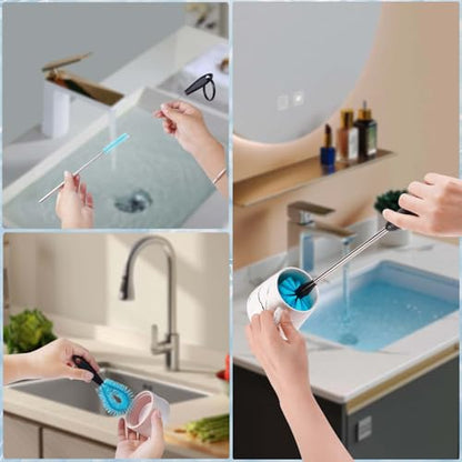 Bottle Brush Cleaner Kit, Water Bottle Washer & Cup Scrubber Brush Set | Bottle Cleaning Brush Set with Straw, Glass Water Bottle Washer and Cup Scrubber Kit for All Bottles