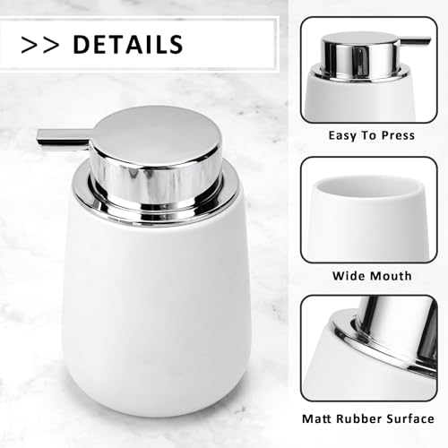 Soap Foaming Dispenser Ceramic with Easy-to-Press Pump Hand Foam Dispenser for Shampoo Bathroom Kitchen 12 oz - color: Foam-silverwhite