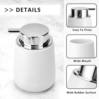 Soap Foaming Dispenser Ceramic with Easy-to-Press Pump Hand Foam Dispenser for Shampoo Bathroom Kitchen 12 oz - color: Foam-silverwhite