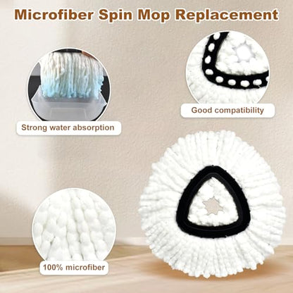 Mop Heads Replacements for O Cedar EasyWring 1 Tank,Spin Mop Replace Heads for OCedar,Includes 3 Microfiber Mop Refills,1 Upgrade Scrubber Brushes and 1 Base for Deep Cleaning Machine Washable - size: 1 Tank-5pack