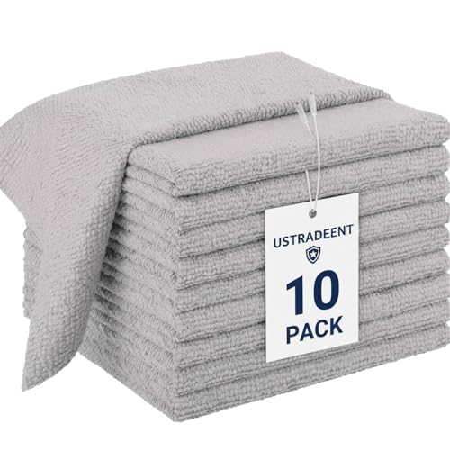10 Pack All Purpose Microfiber Cleaning Cloth - Cleaning Rags, Terry Cleaning Towels - Commercial Grade, Lint Free, Highly Absorbent - 12x12 inch (Grey) - color: Grey