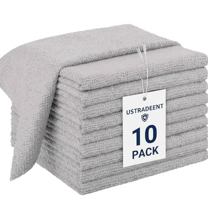 10 Pack All Purpose Microfiber Cleaning Cloth - Cleaning Rags, Terry Cleaning Towels - Commercial Grade, Lint Free, Highly Absorbent - 12x12 inch (Grey) - color: Grey