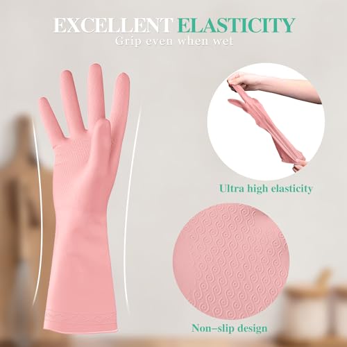 URSMART Reusable Household Gloves - Waterproof Rubber Latex Cleaning Laundry Gloves Dishwashing Gloves for Kitchen Dish Washing Laundry Cleaning (6L Color Random) - color: 6l