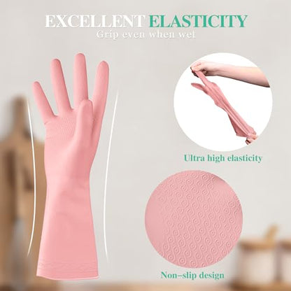 URSMART Reusable Household Gloves - Waterproof Rubber Latex Cleaning Laundry Gloves Dishwashing Gloves for Kitchen Dish Washing Laundry Cleaning (6L Color Random) - color: 6l