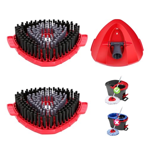 3-Piece Upgrade Scrub Brush Attachment & Base Compatible with O Cedar EasyWring 1-Tank Spin Mop, 2 Pack Heavy Duty Hard Bristle Replacement Heads for Grout, Tile, Bathroom & Hard Floor - color: 2 Gray Brushes+1 Base, size: For 1-Tank