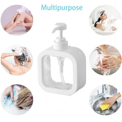 Hand Soap Dispenser for Bathroom, Modern Dish Soap Dispenser for Kitchen Sink, Liquid Soap Container with Pump, Clear Plastic Soap Pump Bottles (2 Packs,17oz, White) - color: White 500ml