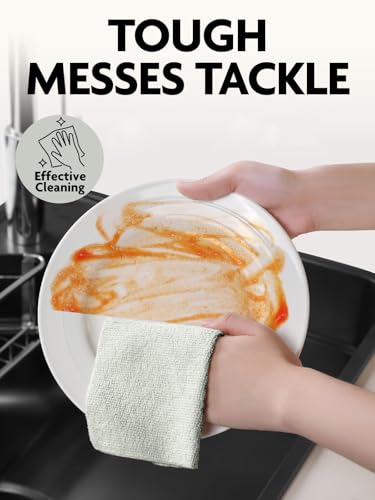Fantasticlean Kitchen Towels - 80 Sheets - Reusable Washable Dishcloth Rolls, Super Absorbent, Premium Microfiber Cleaning Cloths, 10'' by 10'' (Pink,Grayish,Beige,Tan) - color: Pink,grayish,beige,tan