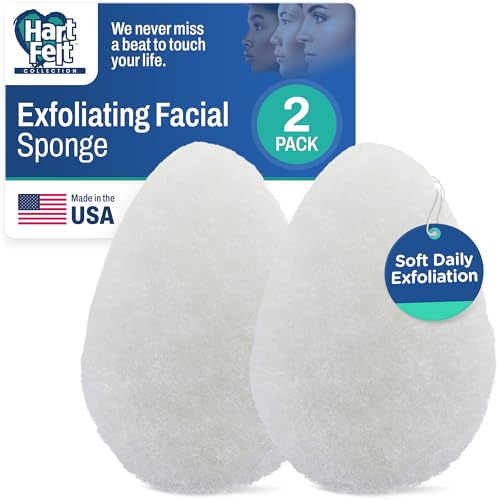 HartFelt 2ct Tear Drop Face Scrubber for Women | Reusable Facial Sponges for Daily Cleansing | Facial Exfoliating Pads for Removing Dead Skin, Dirt & Makeup | Made in USA - color: Regular - White, size: 1 Count (Pack of 2)