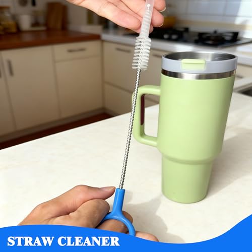 Heavy-Duty Straw Cleaner Brush Set - 6 Pack Reusable Long Handle Cleaner Brushes,Straw Brush for Deep Cleaning Baby Bottles,Metal/Glass/Silicone Straws, Tumblers & Stanley Cups.