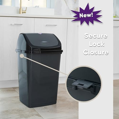 Superio Kitchen Trash Can 13 Gallon with Swing Lid, Plastic Tall Garbage Can Outdoor and Indoor, Large 52 Qt Recycle Bin and Waste Basket for Home, Office, Garage, Patio, Restaraunt (Grey/Black) - size: 13 Gallon, style: 1 Pack