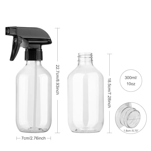 Spray Bottles 2 Pack 10oz Empty Squirt Bottle Plastic Refillable Containers | Fine Mist Water Spray Bottle with Adjustable Nozzle BPA Free Small Spray Bottle for Cleaning, Plants, Pet Training, Hair - color: 2Clear