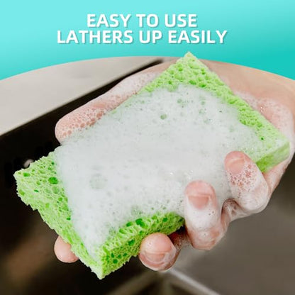 JOYMOOP Dish Sponge Scrubber, Cellulose Sponges Kitchen for Non-Scratch Washing Dishes, Household Cleaning Scrub Natural Sponge, Pack of 12 Colorful Sponges - color: Mixed Color [12 Pcs]