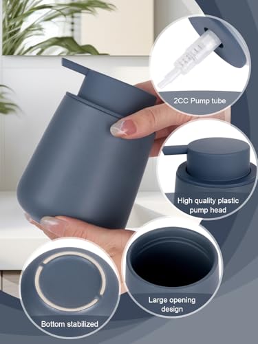 INGOFIN Ceramic Lotion Dispenser - 12oz Refillable Liquid Hand Soap Dispenser Bathroom, Modern Dish Soap Dispenser with Pump for Kitchen, Matte Blue - color: Matte Blue-liquid