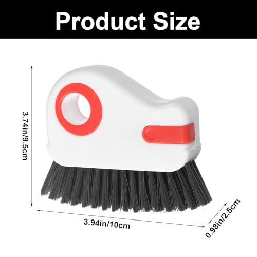 2 in 1 Window Track Cleaning Tools, Groove Cleaning Brush with Hidden Scraper, Multifunctional Crevice Clean Brushs for Sliding Door Track Shutter Window Sill(Orange)
