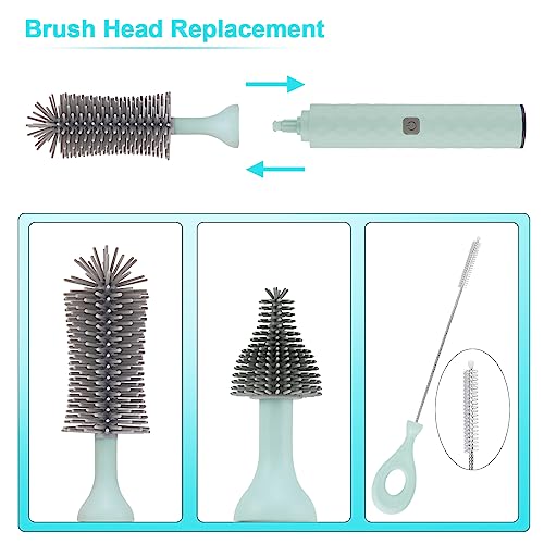 Rechargeable Electric Bottle Brush Cleaner Set, 360° High Speed Rotation Silicone Cleaning Brush with Bottle Brush, Pacifier Brush, Straw Brush, Perfect for Baby Bottle,Cup, Kitchen Utensils - color: Blue