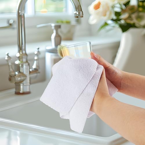 CARTMAN 30 Pack Microfiber Cleaning Cloth, Reusable Tear Away Towels Roll, 12"x12", Multi-Purpose Microfiber Towels Cleaning, Lint Free, Absorbent Cleaning Rags for Kitchen, Car, Glass White - color: 30pk White