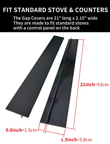 Donpearl Black Stove Gap Covers (2 Pack), Silicone Gap Filler for Stove and Counter, Oven Edge Side Gap Guards, Kitchen Range Crumb Catcher Strips between Stovetop and Countertop (21 inch Black) - color: 21 inch Black