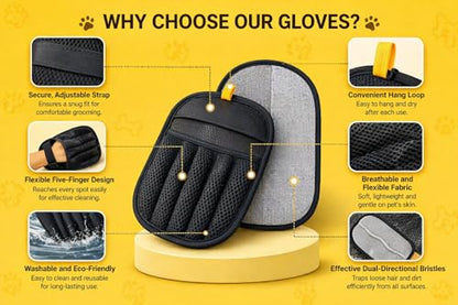 Pet Hair Removal Glove by ZOPP – Five-Finger Magic Brush for Dog & Cat Hair Remover | Electrostatic Reusable Lint Remover for Couch, Sofa, Car Seats, Carpet, Clothing & Beds (Pack of 1)