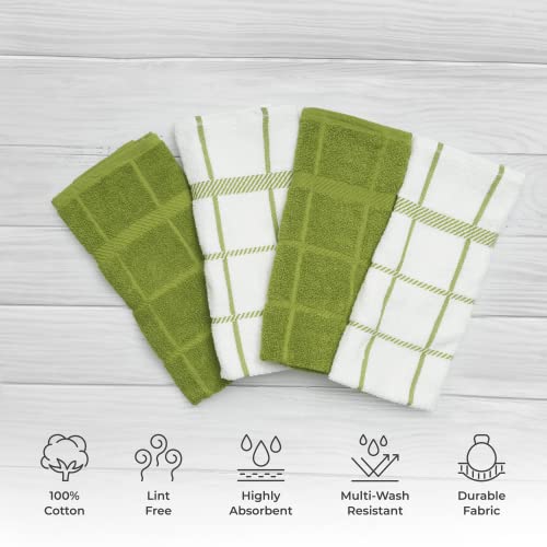 100% Cotton Terry Dish Cloth & Dish Towel, 6 Pack, Super Soft and Absorbent Kitchen Towels, Perfect for Kitchen Cleaning and Dish Washing (Green (DT and DC Combo)) - color: Green (Dt and DC Combo)