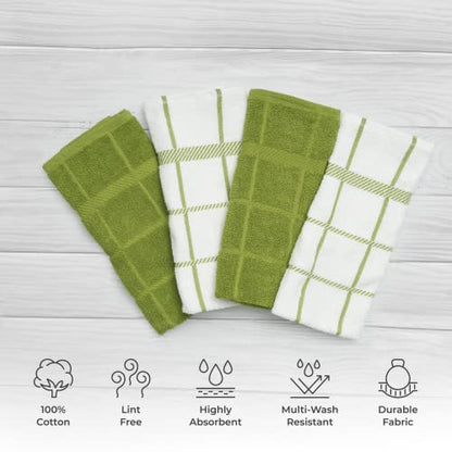 100% Cotton Terry Dish Cloth & Dish Towel, 6 Pack, Super Soft and Absorbent Kitchen Towels, Perfect for Kitchen Cleaning and Dish Washing (Green (DT and DC Combo)) - color: Green (Dt and DC Combo)