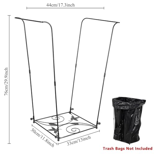 2 Pack Trash Bag Holder, Metal Garbage Bag Holder, Portable Hummingbird Pattern Base Leaf Bag Holder, Multi-use Trash Bag Holder Stand for Camping, Party, Garden - color: BlackD-2 PCS