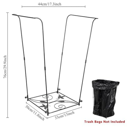 2 Pack Trash Bag Holder, Metal Garbage Bag Holder, Portable Hummingbird Pattern Base Leaf Bag Holder, Multi-use Trash Bag Holder Stand for Camping, Party, Garden - color: BlackD-2 PCS