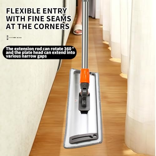 17-inch Large Aluminum mop,a Wet/Dry Microfiber mop with a Washable,Reusable Cleaning pad and an extendable Handle,Suitable for Hardwood Floors,Laminate Floors, Removing pet Hair,and Window Cleaning