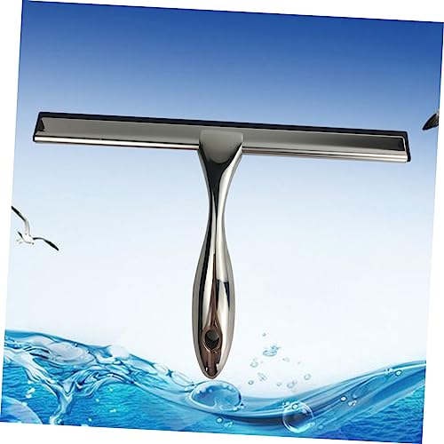 Stainless Steel Window Squeegee 12-Inch Glass Cleaning Tool Ergonomic Handle for Shower Bathroom and Home Use