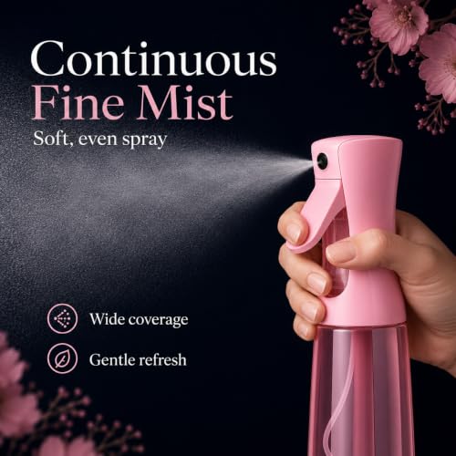 3 Pack Spray Bottles, Continuous Mist Sprayer, Water Spray Bottle for Hair, Hair Mister, 200ml x2 + 30ml Refillable Fine Mist Set - for Styling, Plants, Cleaning & Home Use (Pink & Yellow) - color: Pink+Yellow