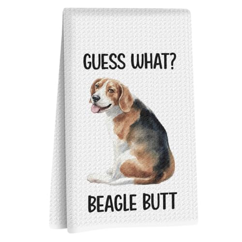 Funny Beagle Dog Kitchen Towels, Dog Gifts Hand Towels for Bathroom, Beagle Gifts for Women Dish Tea Towel for Kitchen Bathroom Decor, Waffle Weave Absorbent Hand Cloth Tea Towel 14x24 Inches - color: Funny Beagle