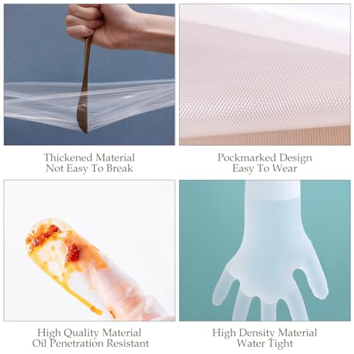 WAYUTO 50pcs Disposable Long Arm Gloves with Elastic Cuff 23.6inch Household Cleaning Thick Kitchen Dish Washing Gloves Food Handling Vegetable Washing