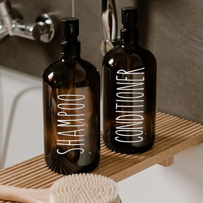 HOMCDALY Shampoo and Conditioner Dispenser Set of 3, 21oz Shower Soap Bottles with Pump, Refillable Shampoo Conditioner Body Wash Dispenser, Empty Bathroom Shower Shampoo Bottles(P-Brown) - color: Brown-21on
