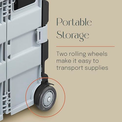 Mobile Folding Utility Cart with Canvas Storage Organizer Bag, Rolling Cart, Black/Grey - color: Black/Grey