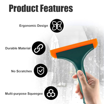 Ziciner Small Silicone Window Squeegee, Car Windshield Water Blade Squeegee, Multifunctional Auto Squeegee with 5.9 Inch Blade and Non-Slip Handle for Car Window, Home Cleaning (Dark Green-2PCS) - color: Dark Green-2pcs