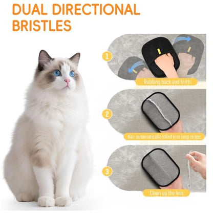 Pet Hair Remover Gloves for Cats & Dogs, Reusable Cat Dog Electrostatic Hair Remover Grooming Glove Tool-2PS