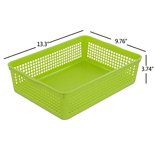 Plastic Storage Baskets Tray, Plastic Classroom Basket Rectangle, 6 Pack