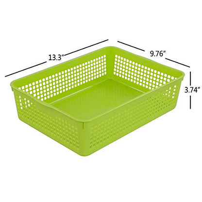 Plastic Storage Baskets Tray, Plastic Classroom Basket Rectangle, 6 Pack