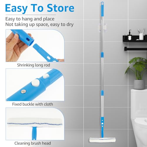 Window Washing Kit, Glass Scraper Cleaner Kit, Window Squeegee Cleaner Set, Glass Cleaning Instrument with Silicone Squeegee and Microfiber Scrubber, No Water Marks Efficient for Home
