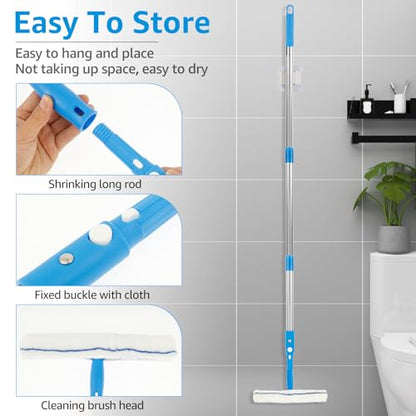 Window Washing Kit, Glass Scraper Cleaner Kit, Window Squeegee Cleaner Set, Glass Cleaning Instrument with Silicone Squeegee and Microfiber Scrubber, No Water Marks Efficient for Home