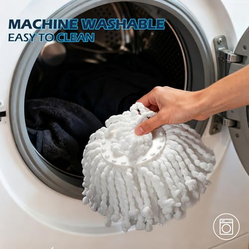 Spin Mop and Bucket Set,Masthome EasyWring Microfiber Spin Mop with 3 Mop Pads,Pedal Spinning Mops and Bucket with Wringer Set for Floor Cleaning - Home & Office Suitable - color: Dark Blue