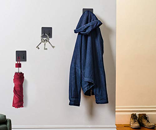 Yikla Shower Hooks, Adhesive Wall Hooks for Hanging Keys, Hats, Sticky Bathroom Hooks, Black Towel Hooks, 4 Pack - color: Black, size: 4 Pack